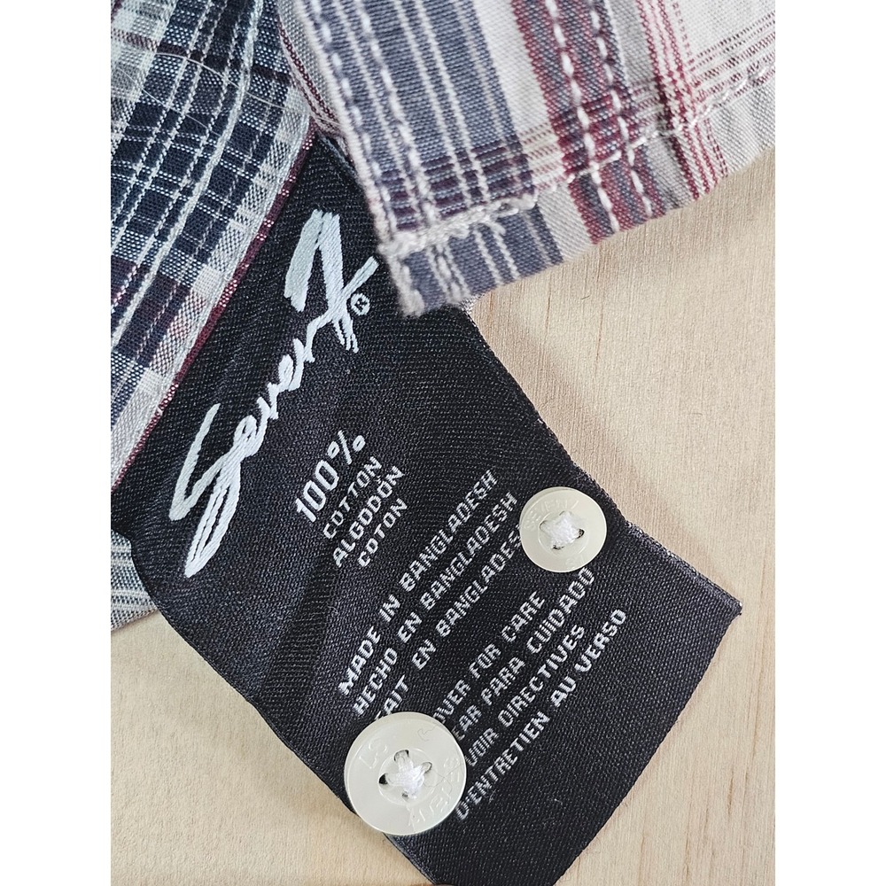 Seven7 Mens Ash Grey‎ Plaid Button Down Shirt Long Sleeve Cotton Small SNS7834 - Picture 11 of 16